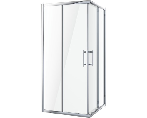 Cabine de douche d''angle avec porte coulissante et poignée