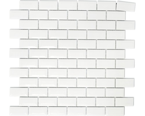 Keramikmosaik Brick Bond Diamond weiss 30x30 cm