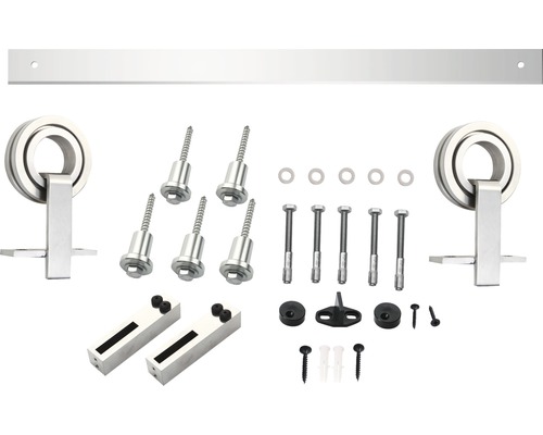 Schiebetürbeschlag Set mit Schiene, Rollen und Befestigungsmaterial