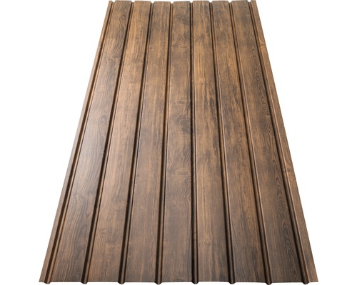 Panneau mural PRECIT H12 noyer 2000 x 910 x 0,45 mm Tôle trapézoïdale aspect bois