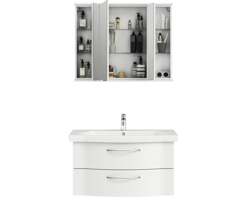 Ensemble de meubles de salle de bains pelipal Sunline 114 blanc haute brillance Ensemble de salle de bains avec armoire de toilette et meuble sous-lavabo