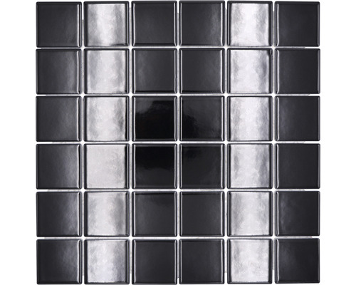 Mosaïque céramique Quadrat uni CD190 noir brillant 30x30 cm Carreaux de mosaïque carrés, mosaïque de verre