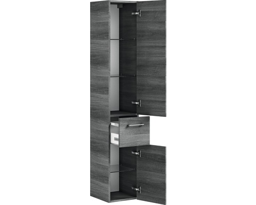 Hochschrank mit Schublade, Türen und Glasböden
