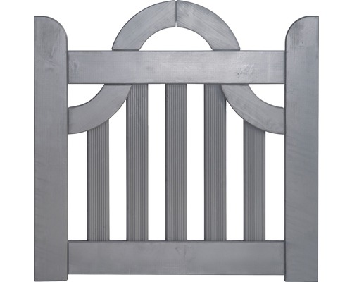 Portillon simple Konsta arc sans fraisage de serrure 100 x 95 cm gris clair Portail de jardin en bois gris