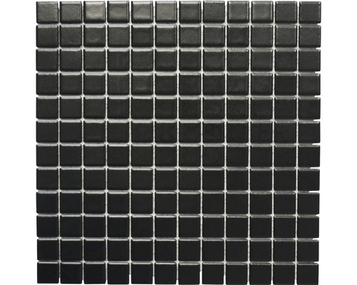 Mosaïque céramique Quadrat uni CD144 noir mat 30x30 cm Mosaïque avec éléments carrés brillants