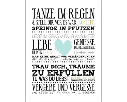 Dekoratives Poster mit inspirierenden Zitaten und einem Herz