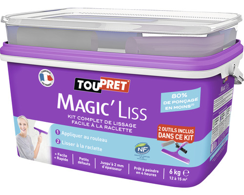 Toupret Enduit de Lissage au rouleau Magic'Liss 6 kg Toupret Magic Liss Kit de lissage facile à la raclette
