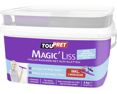 Toupret Glättespachtel Komplettset Magic'Liss 6 kg Toupret Magic Liss Glättungsset zum Glätten von Oberflächen, 6 Kilogramm