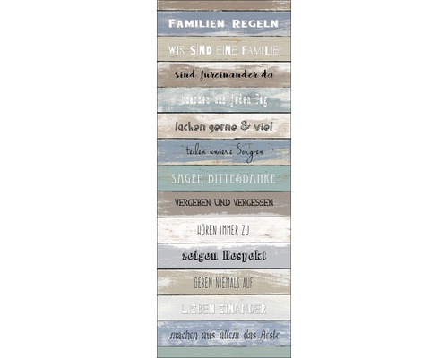 Panneau décoratif avec les inscriptions Règles familiales, Nous sommes une famille, Sommes là les uns pour les autres et plus encore.