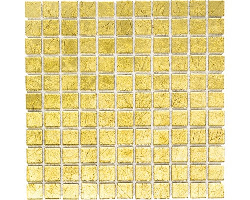 Glasmosaik Quadrat Crystal uni gold 32,7x30,2 cm Quadratische Mosaikfliese für Wand und Boden