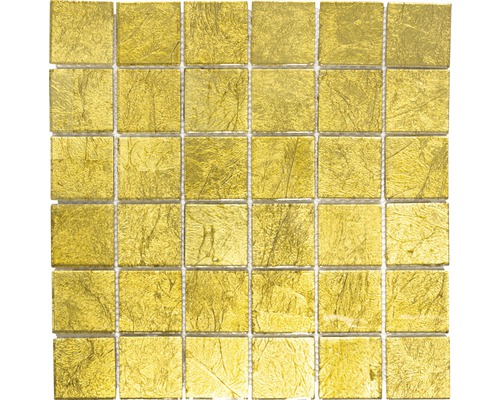 Glasmosaik Quadrat Crystal uni gold struktur 30x30 cm Mosaikfliesen aus Glas