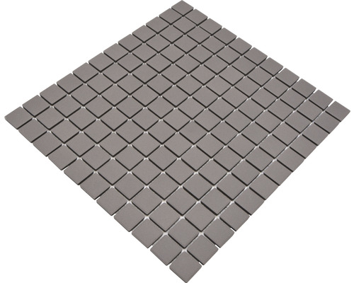 keramikmosaik Quadrat uni grau unglasiert 32,7x30,2 cm