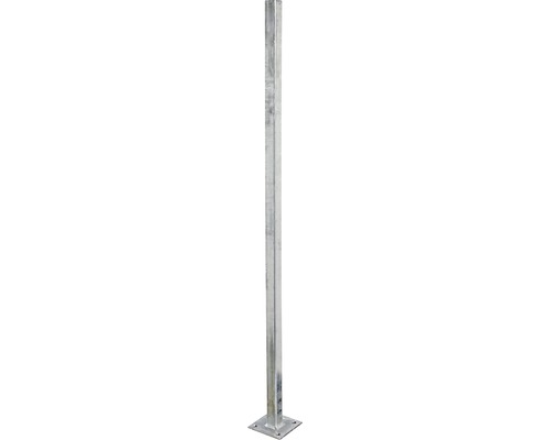 Universalpfosten zum Aufschrauben verzinkt 1020 mm Vierkantrohrstütze aus Metall mit Fussplatte
