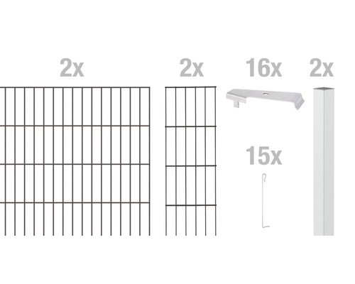 Kit de base pour gabion ALBERTS Cluster à sceller dans le béton 200 x 100 cm anthracite