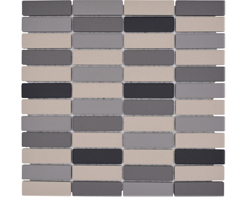 Mosaïque céramique mélange non émaillé 28.65x29.5 cm Mosaïque avec pierres rectangulaires en différentes nuances de gris