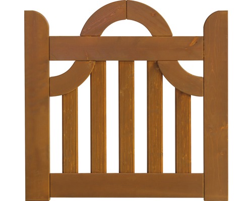 Portillon simple Konsta arc sans fraisage de serrure 100 x 95 cm cerisier Portail en bois avec lattes et arc
