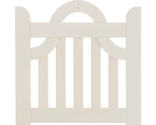 Portillon simple Konsta arc sans fraisage de serrure 100 x 95 cm blanc crème Barrière de sécurité enfant en bois