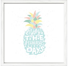 "Tableau mural décoratif avec ananas et l''inscription ""Profitez des jours d''été"" dans un cadre"