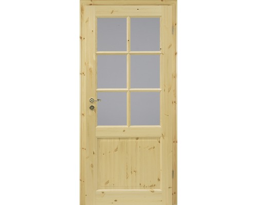 Porte en bois avec insert en verre et poignée de porte