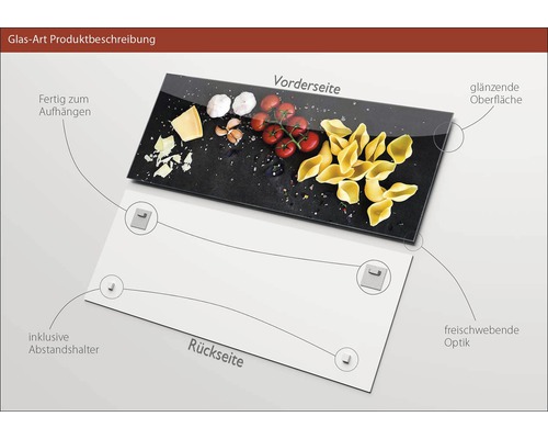 Image en verre avec motif recto et verso, entretoises incluses