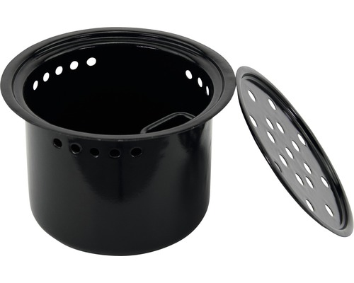 Panier à charbon de bois avec fond tamis séparé