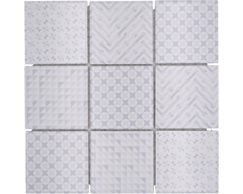 Keramikmosaik Quadrat Geo White 30x30 cm