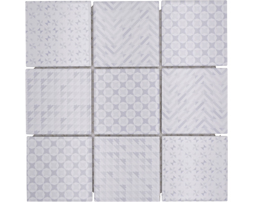 Mosaïque céramique Quadrat Geo White 30x30 cm Neuf carreaux carrés avec des motifs géométriques
