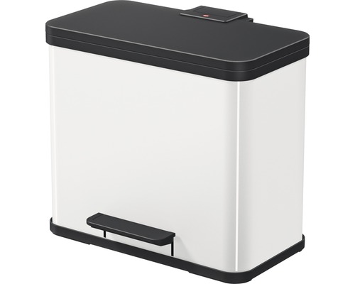 Poubelle de tri à pédale Hailo Öko Duo Plus L blanc 17 et 9 litres avec mécanisme Soft Close