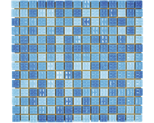 Mosaïque de piscine GM A 321P mix bleu 30.5x32.7 cm Mosaïque avec des pierres carrées bleues