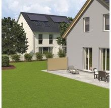 Seitenmarkise ausziehbar 1,6x3 Stoff Uni beige Gestell RAL 9006 weissaluminium mit abnehmbarem Pfosten