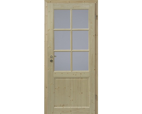 Porte en bois avec insert en verre et poignée de porte