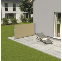 Seitenmarkise ausziehbar 1,6x3 Stoff Uni beige Gestell RAL 9006 weissaluminium mit abnehmbarem Pfosten