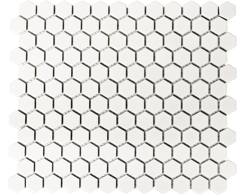 Keramikmosaik Hexagon HX055 uni weiss matt 26x30 cm