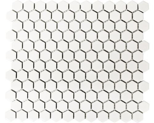 Mosaïque céramique Hexagon HX055 uni blanc mat 26x30 cm Carreaux de mosaïque hexagonaux pour mur et sol