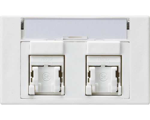 Prise réseau FLF encastrée 2xRJ45 IP 20 blanche Cat 5E