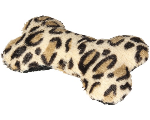 Hundespielzeug Karlie Yari Plüsch-Knochen 18 cm braun-schwarz Leopardenmuster Knochenförmiges Hundespielzeug mit Leopardenmuster