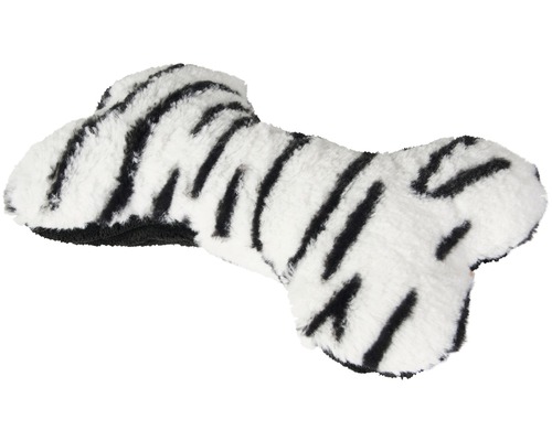 Jouet pour chiens Karlie os en peluche Myca 18 cm noir et blanc motif zèbre