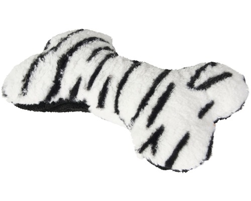Jouet pour chiens Karlie os en peluche Myca 18 cm noir et blanc motif zèbre Peluche en forme d''os avec motif zébré