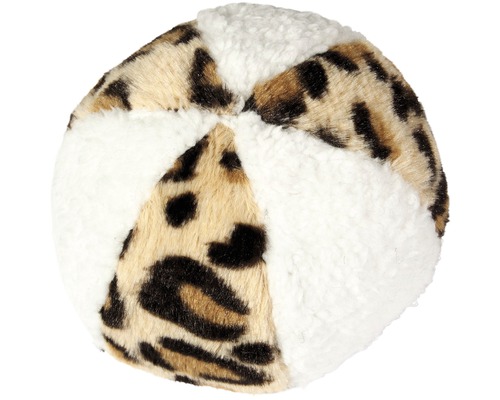 Jouet pour chien Karlie balle en peluche Safari 11 cm blanc-marron motif léopard