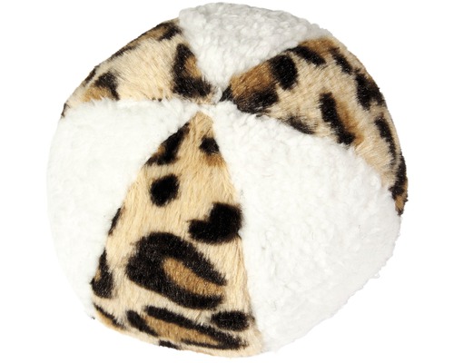 Jouet pour chien Karlie balle en peluche Safari 11 cm blanc-marron motif léopard Balle de jeu motif léopard et peluche