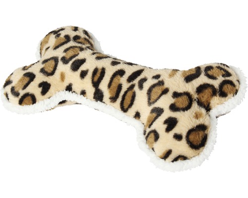 Jouet pour chiens Karlie os en peluche Stippy 30 cm marron motif léopard