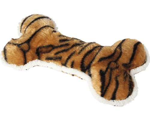 Jouet pour chiens Karlie os en peluche Jarco 30 cm marron motif tigre