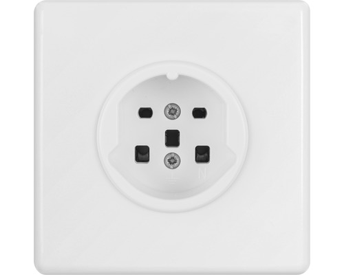 Prise encastrée Basico UP T25 IP 20 blanche Prise de courant avec cinq trous et vis