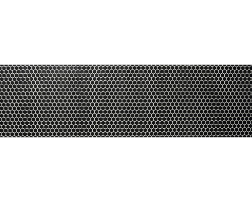 Nahaufnahme von schwarzen Mosaikfliesen mit sechseckiger Form