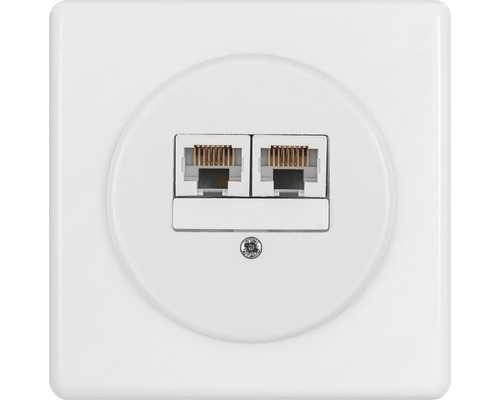 Prise réseau Basico UP 2xRJ45 4 pôles IP 20 blanc - HORNBACH