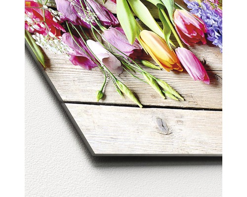 Fleurs sur image en bois