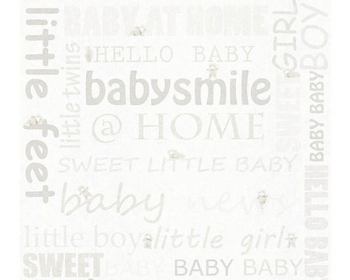 Papier peint intissé 35847-1 Little Stars écriture beige-gris