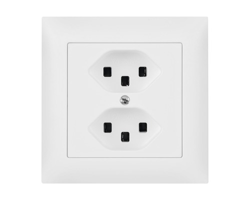 Prise encastrée UP 2xT23 16A IP 20 blanche Double prise pour montage mural