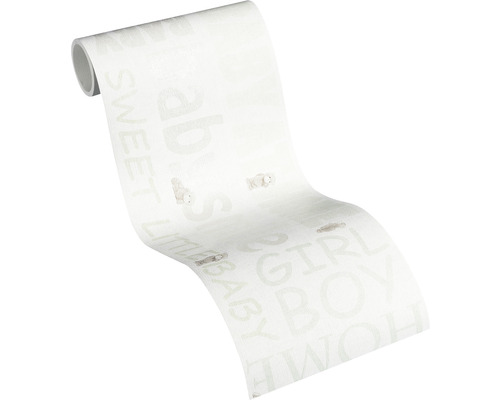 Tapetenrolle mit kindgerechten Motiven und Schriftzügen