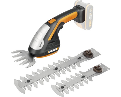 Sculpte-haie/cisaille à gazon sans fil WORX 20 V 12 cm/20 cm WG801E.9, sans batterie ni chargeur Cisailles à gazon et à arbustes à batterie Worx Zen avec deux lames